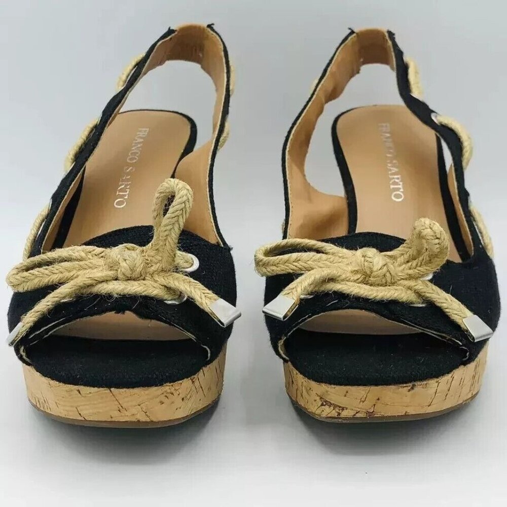 Franco Sarto Shoes Womens Size 7 M CliFF Wedge Cork Platform Sling back Sandals - Picture 4 of 11